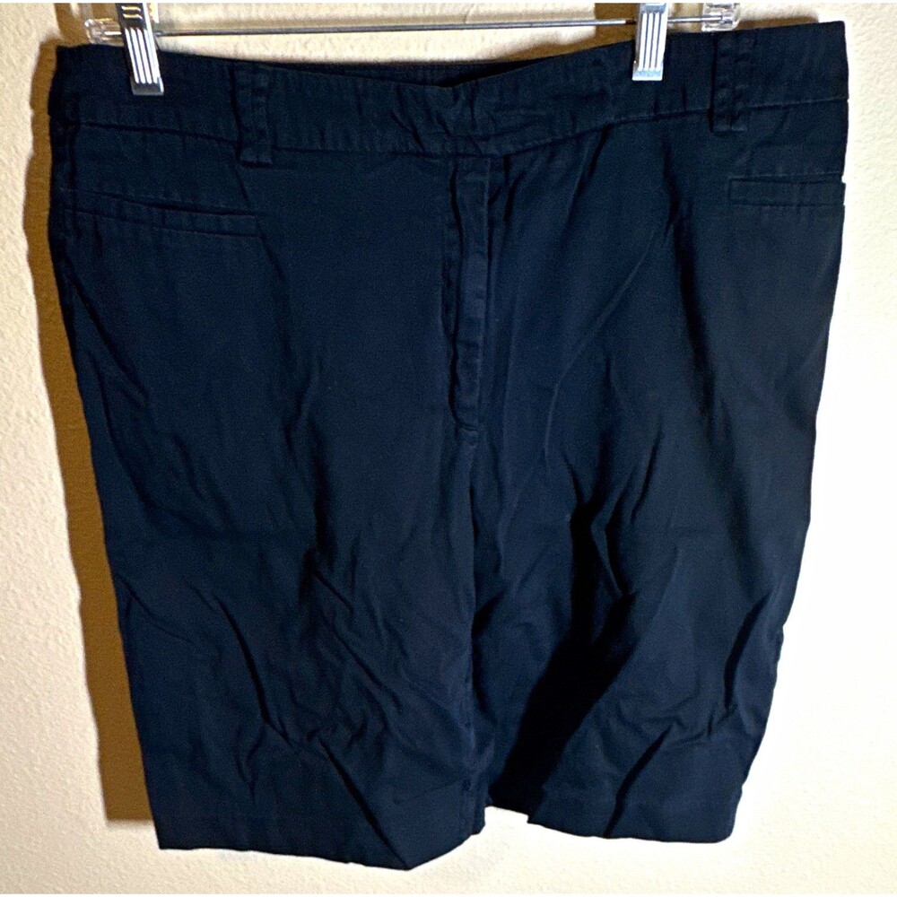 George Comfort Waist Women’s Bermuda Shorts Size 16 Black Stretch Cotton Twill